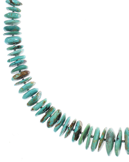 Native American Silver Turquoise Bead Necklace AX89411